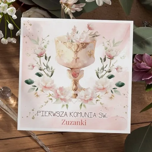 Eleganckie zaproszenie na Komunię